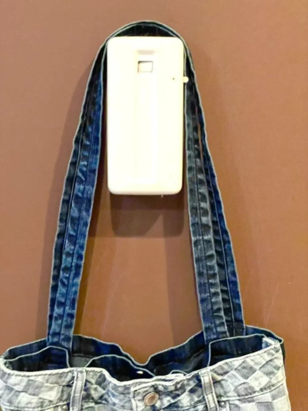 Up-Craft Denim Checker Tote Bag 12 x 13 inches